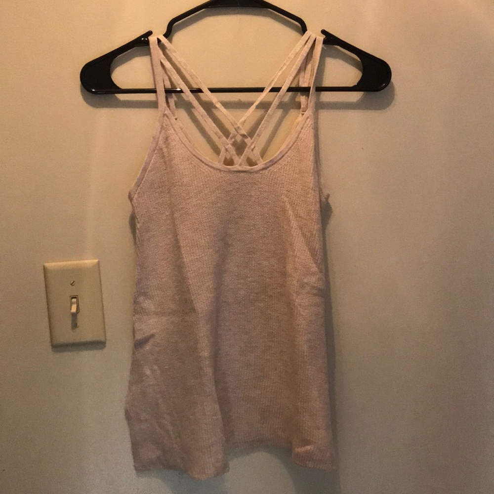 Beige American Eagle Sweater criss cross tank top